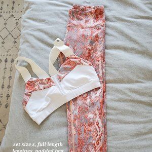 ALO Yoga Leggings & Bra Set Coral Snake Print Small